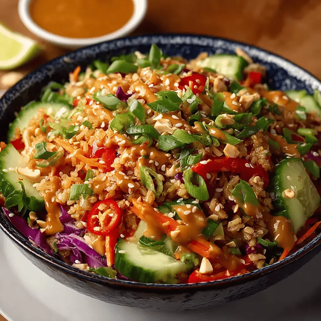 Quick Crispy Rice Salad: Easy Peanut Sesame Dressing Delight