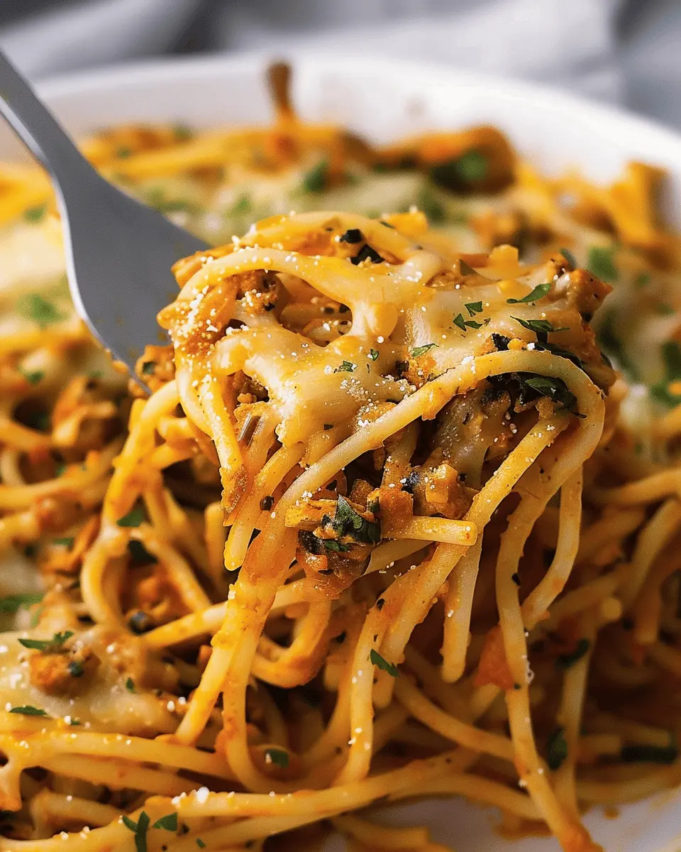 Slow Cooker Baked Spaghetti with Turkey Bacon and Chicken Ham Delight