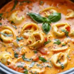 Crockpot Creamy Tomato Tortellini Soup