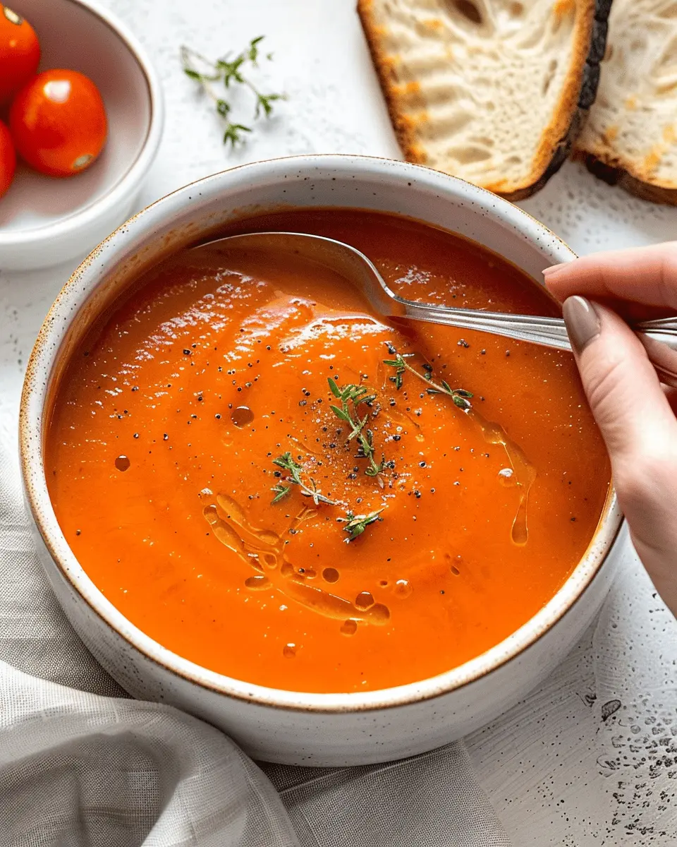 Easy Roasted Tomato Soup with Fresh Tomatoes
