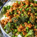 Teriyaki Ground Turkey, Broccoli and Peas