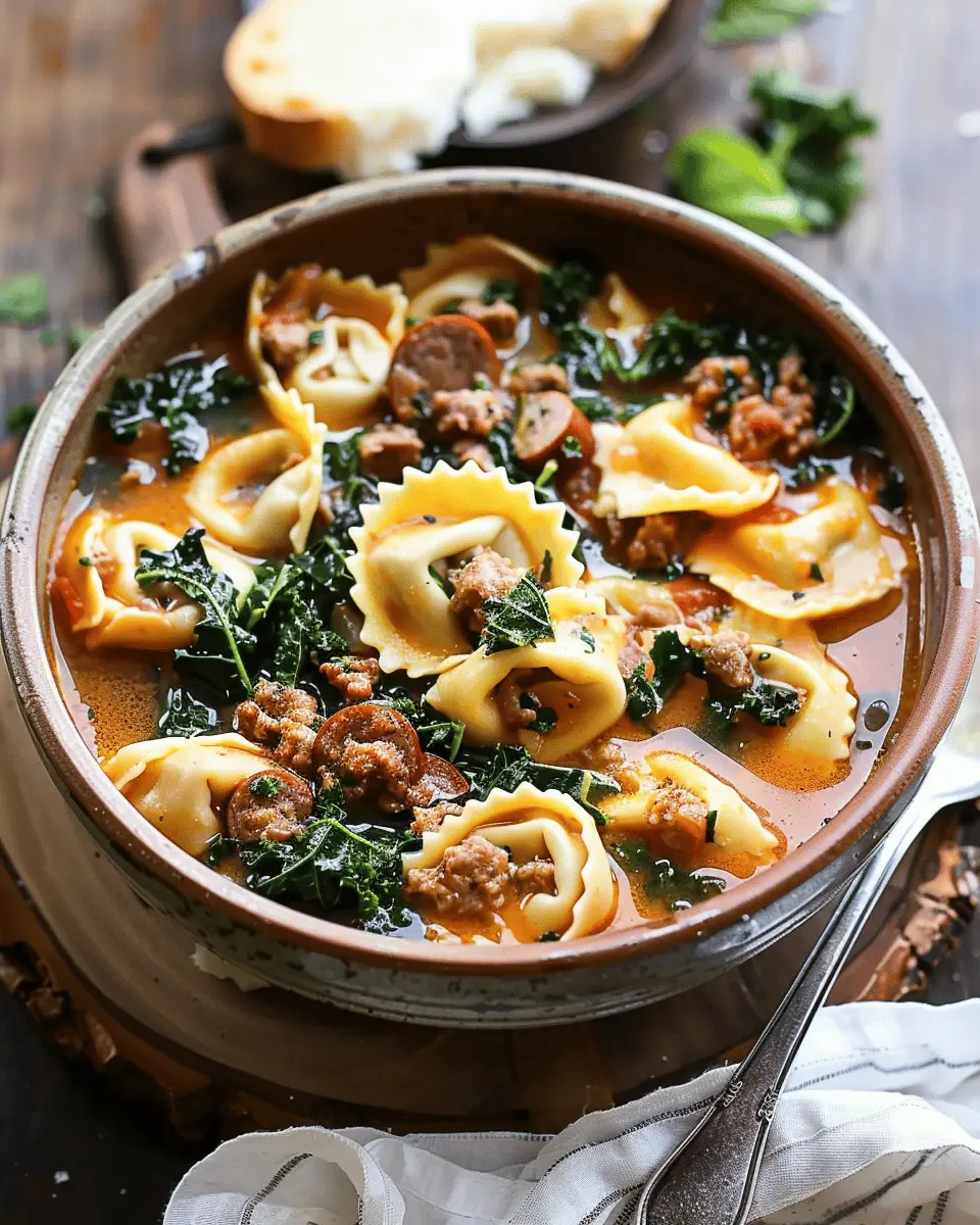 Tortellini Soup with Italian Sausage and Kale