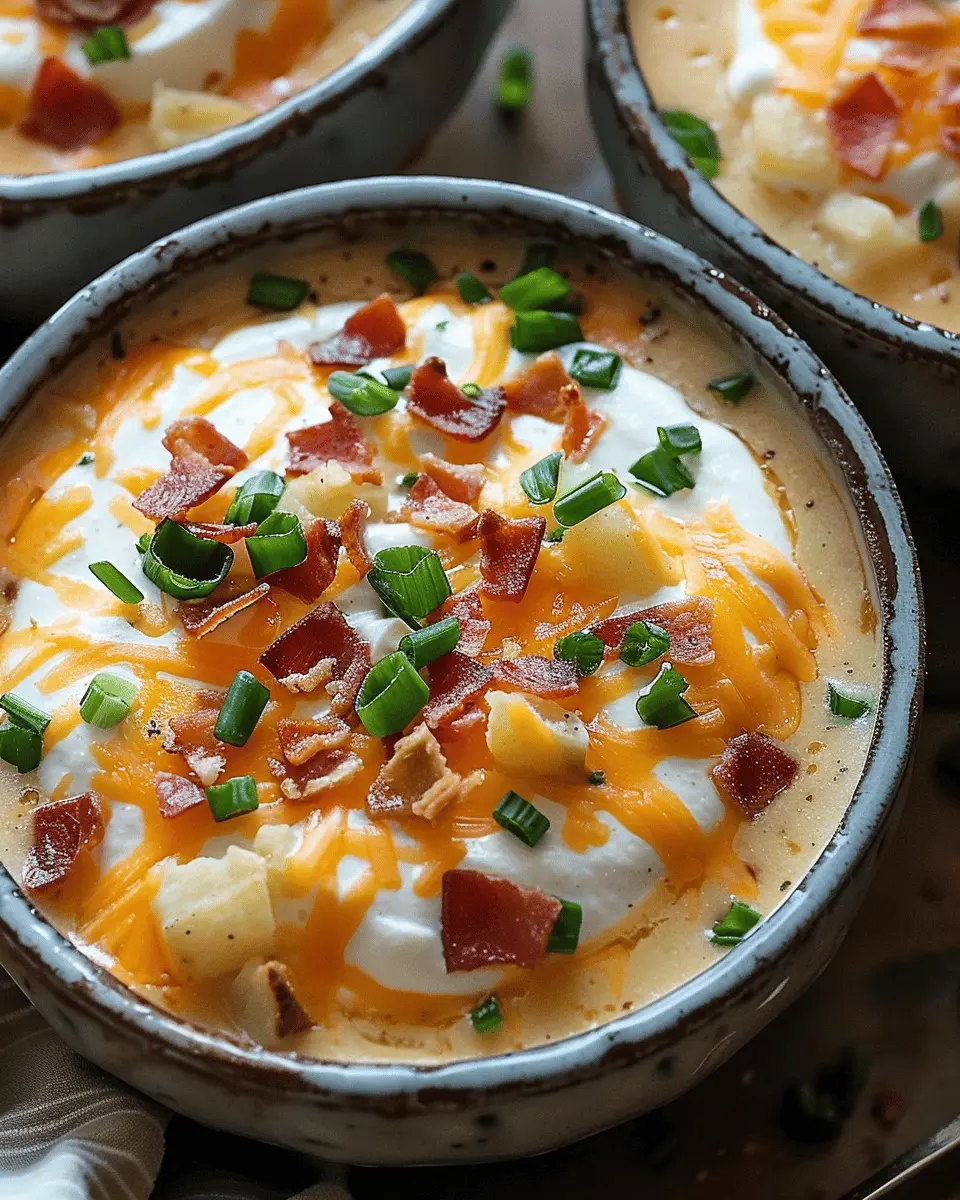 Comforting Loaded Baked Potato Soup with Turkey Bacon for Cold Days