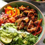 30-Minute Chicken Fajita Bowls with Avocado Crema