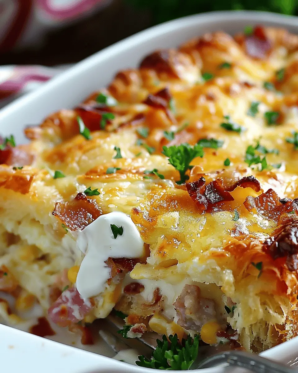 Overnight Croissant Breakfast Casserole: Easy Turkey Bacon Delight