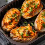 Air Fryer Twice Baked Buffalo Chicken Potatoes