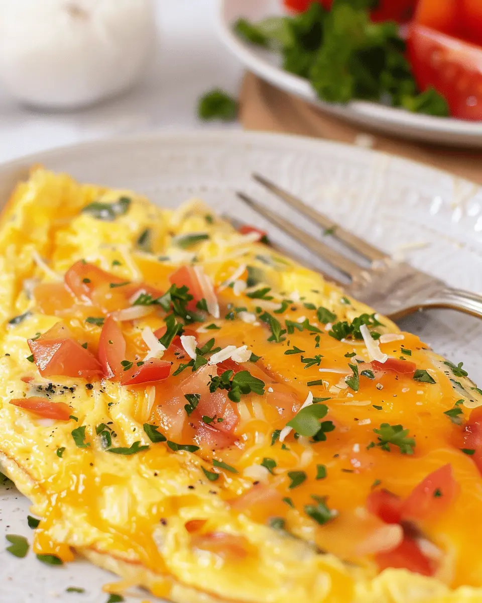 Easy Cheesy Air Fryer Omelette with Turkey Bacon and Chicken Ham