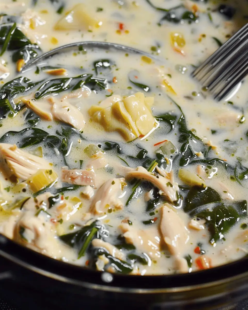 Crock Pot Chicken Spinach and Artichoke Soup
