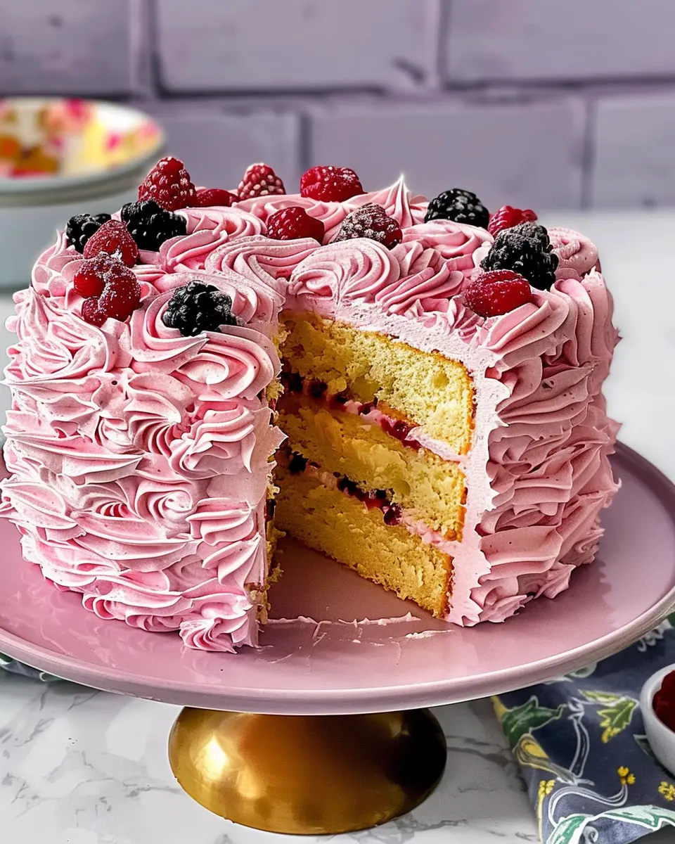 White Cake with Berry Frosting: The Best Italian Meringue Treat