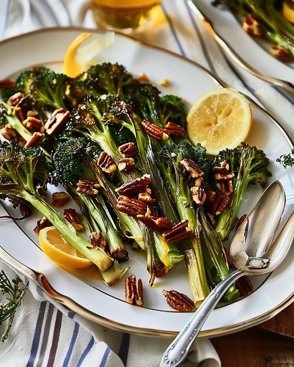 Roasted Broccolini With Pecans And Lemon