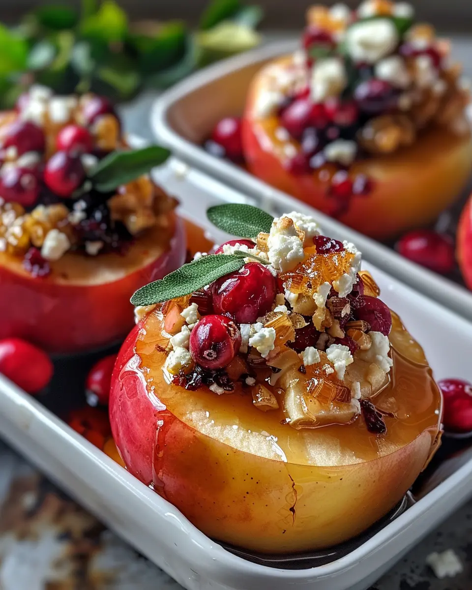 Baked Apples with Feta, Honey, and Cranberries
