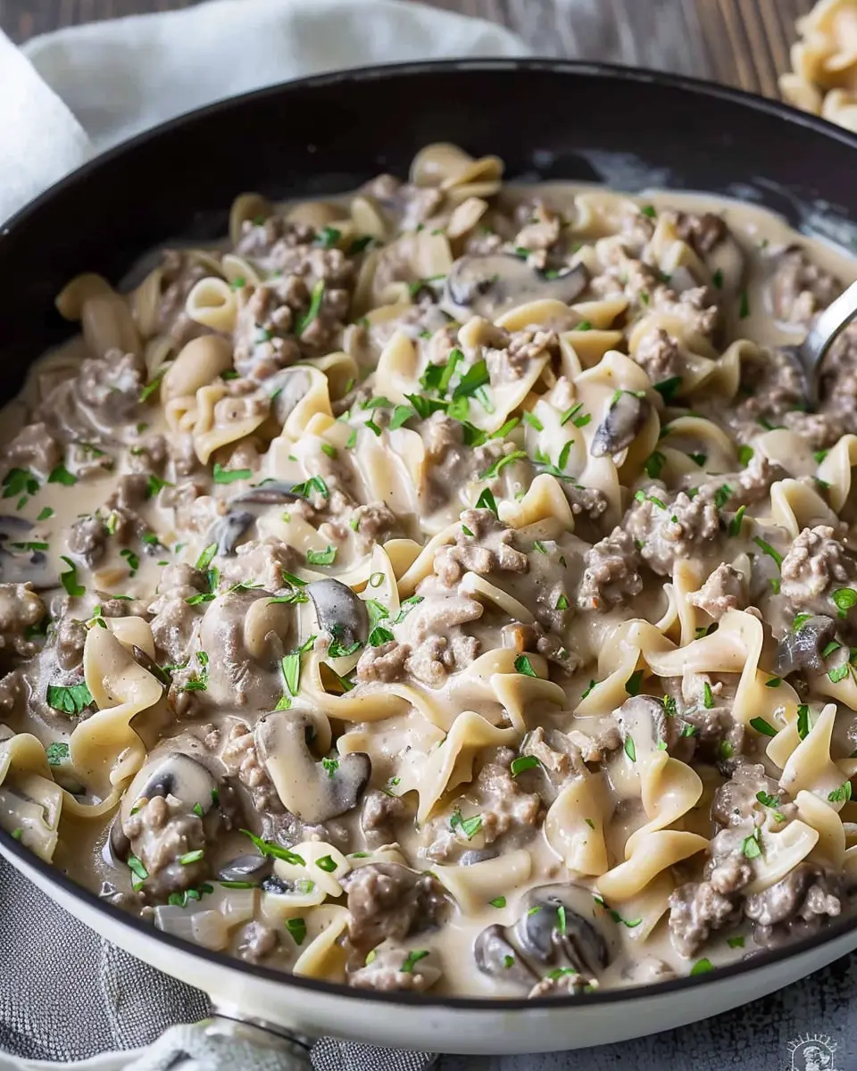 Creamy Ground Beef Stroganoff