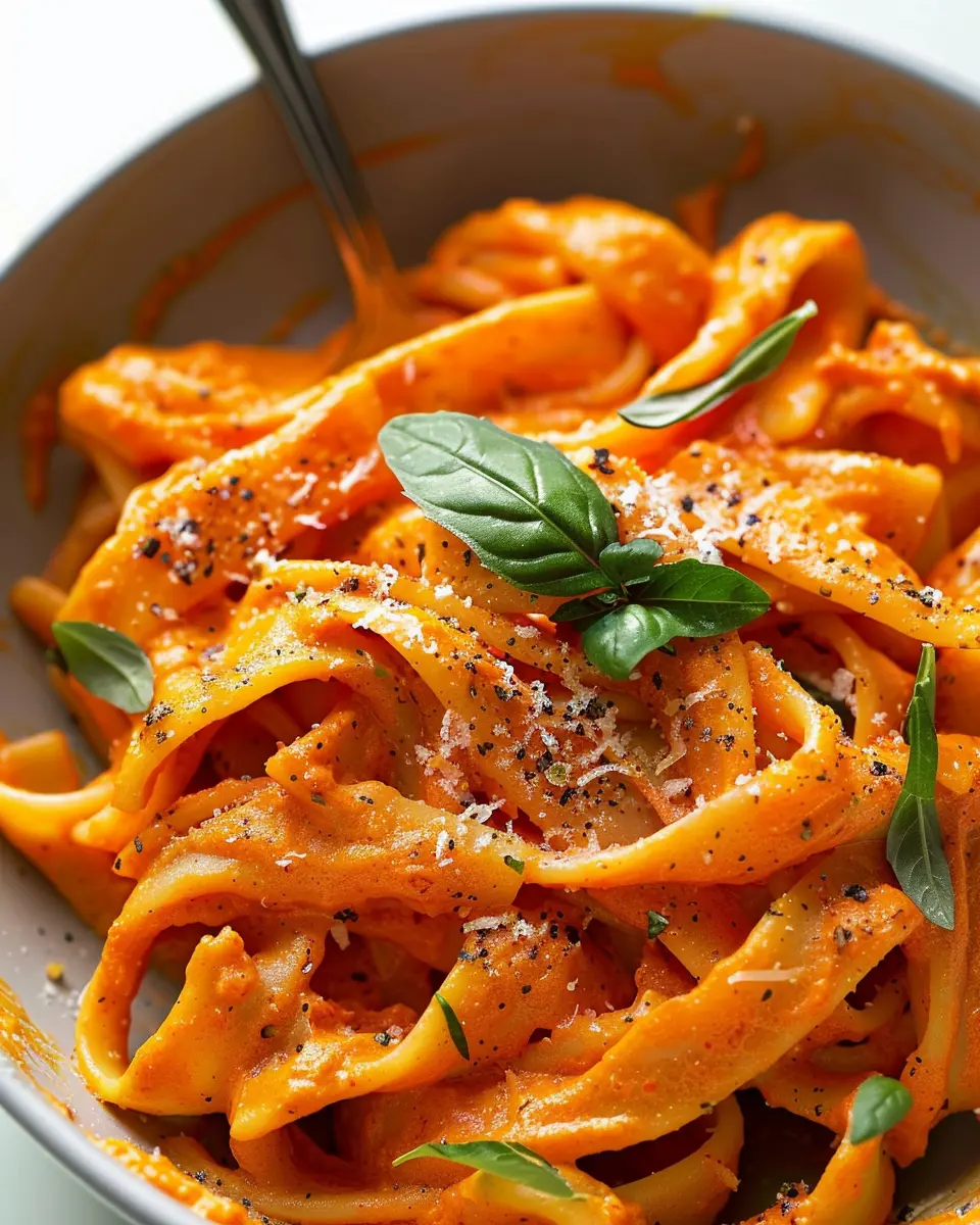 Red Pepper Pasta: A Creamy, Easy Delight with Turkey Bacon