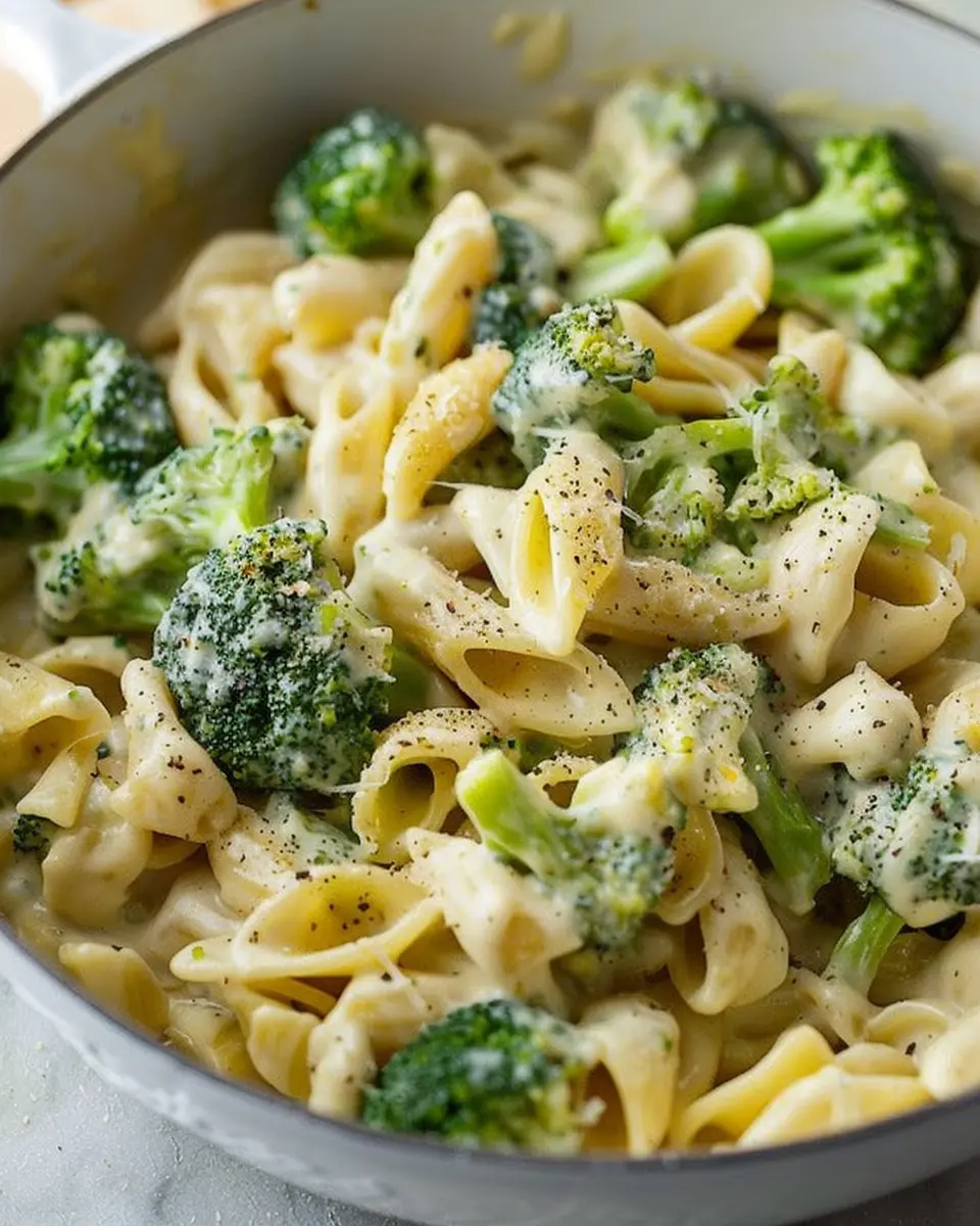Creamy Broccoli Pasta – One Pot Easy Turkey Bacon Delight