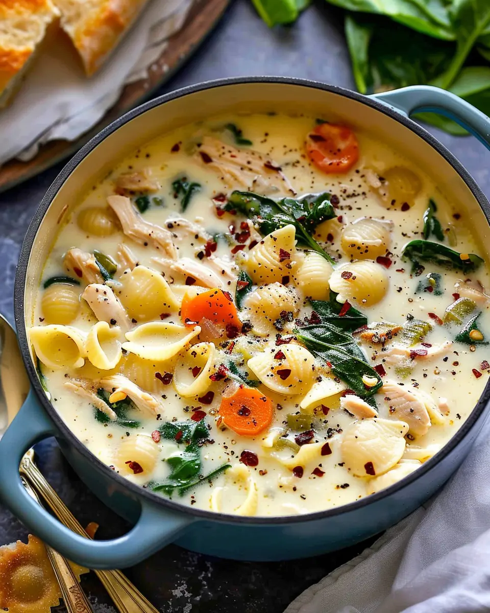 Creamy Chicken Pasta Soup Recipe: Easy Comfort with Carrot &amp; Spinach