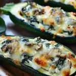 Zucchini Boats Stuffed with Spinach Mushroom Ricotta