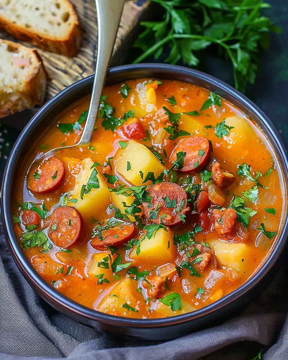 Spanish Potato Soup with Chorizo