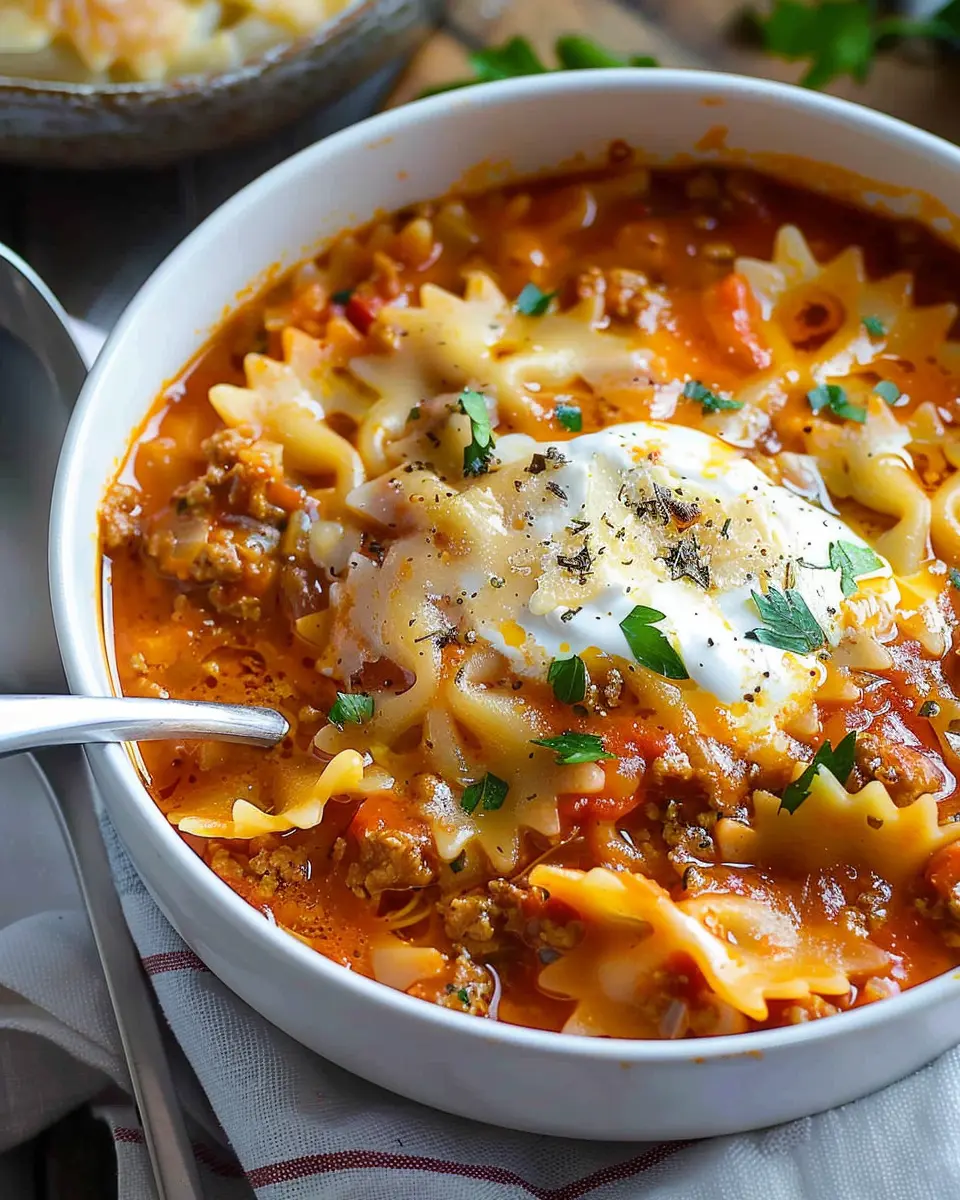 Hearty Lasagna Soup: A Comforting Bow Tie Pasta Delight