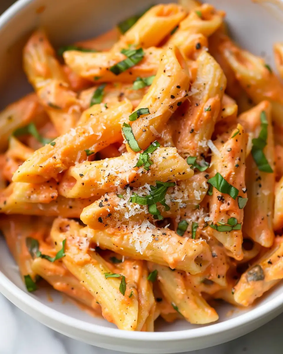 Super Easy Creamy Tomato Pasta with Turkey Bacon Delight