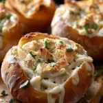 Chicken Alfredo Garlic Bread Bowls