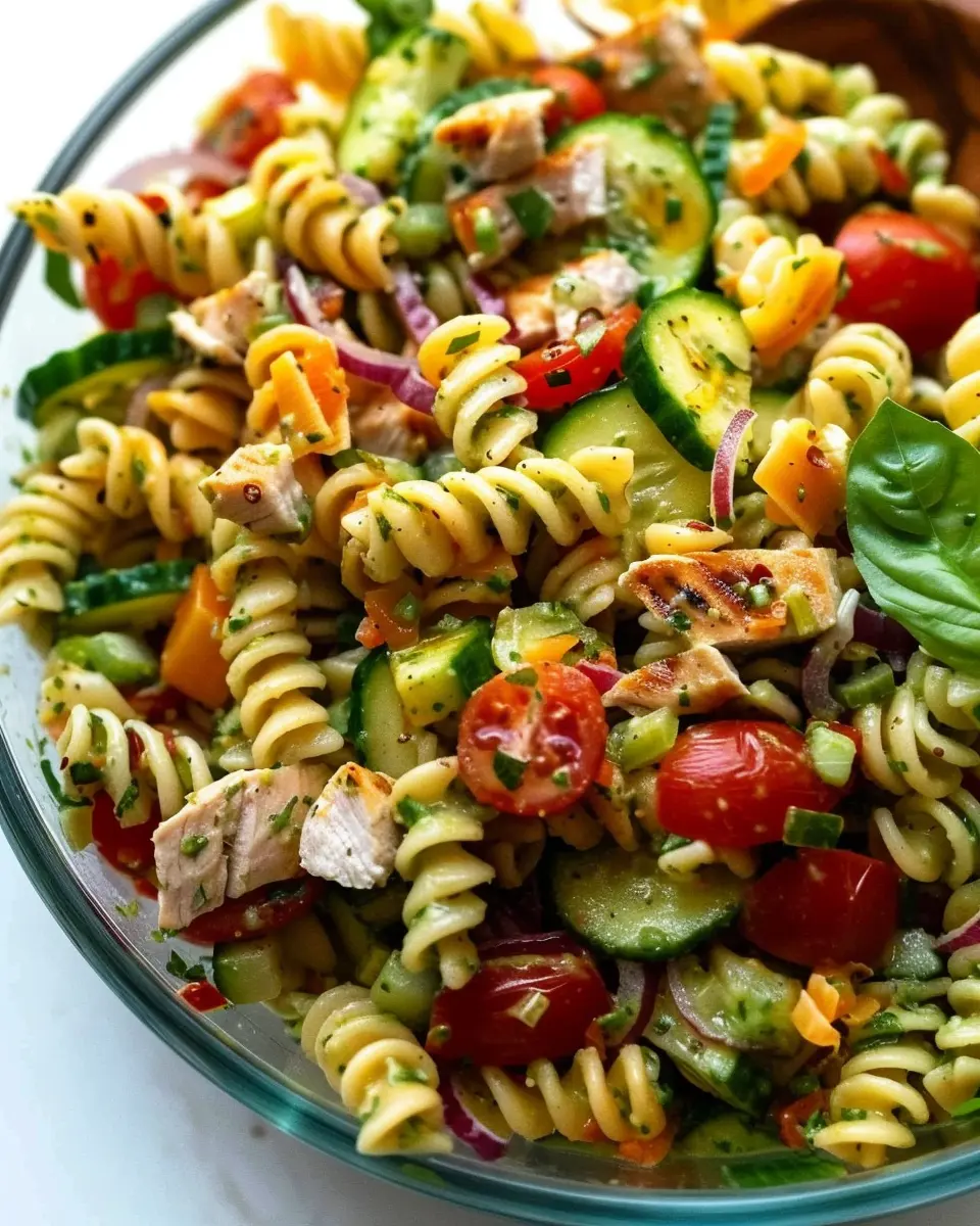 High Protein Chicken Pasta Salad Recipe with Turkey Bacon Twist