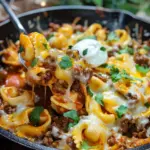 Cheesy Beef Enchilada Tortellini Skillet