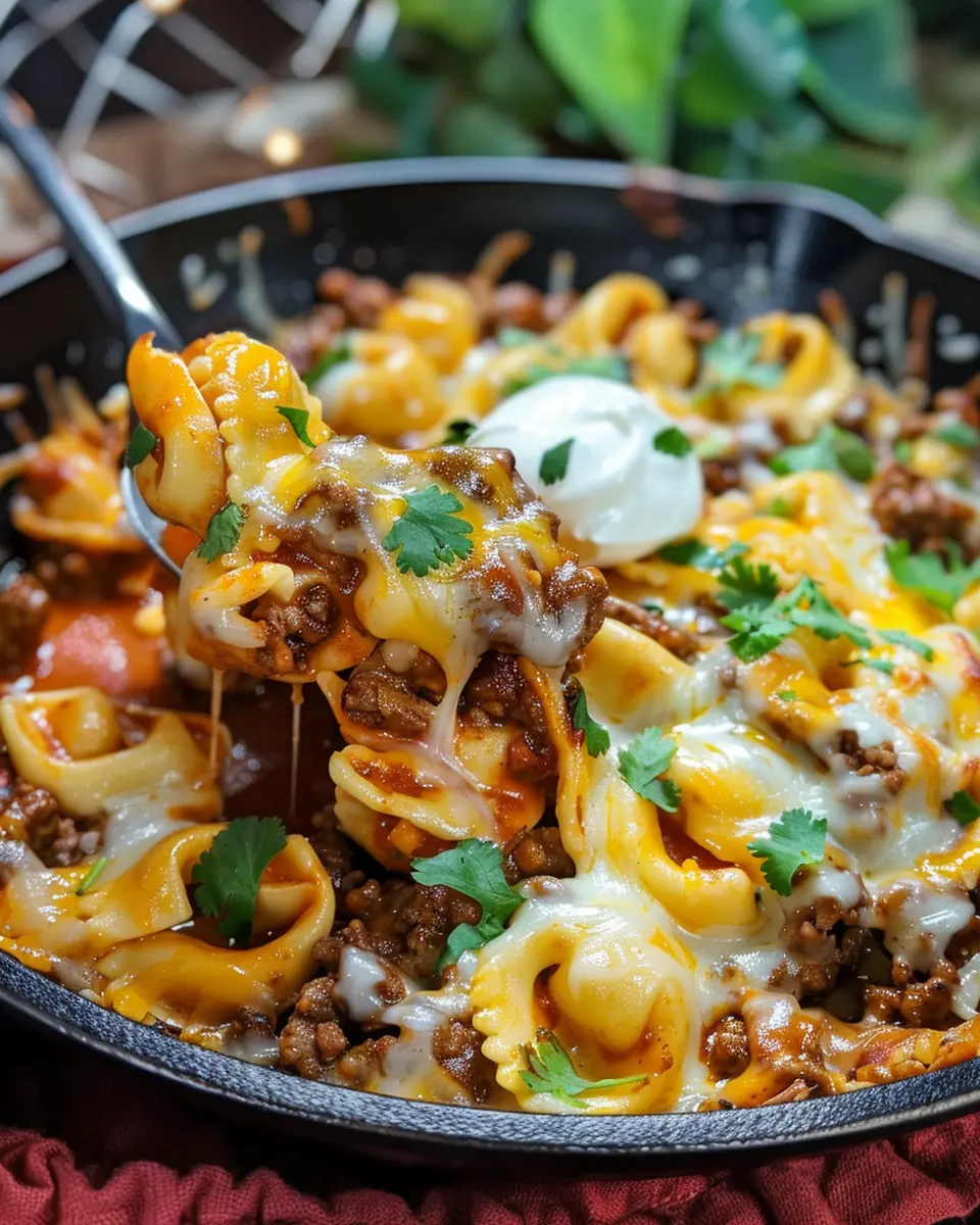 Cheesy Beef Enchilada Tortellini Skillet: Easy Comfort Food Delight