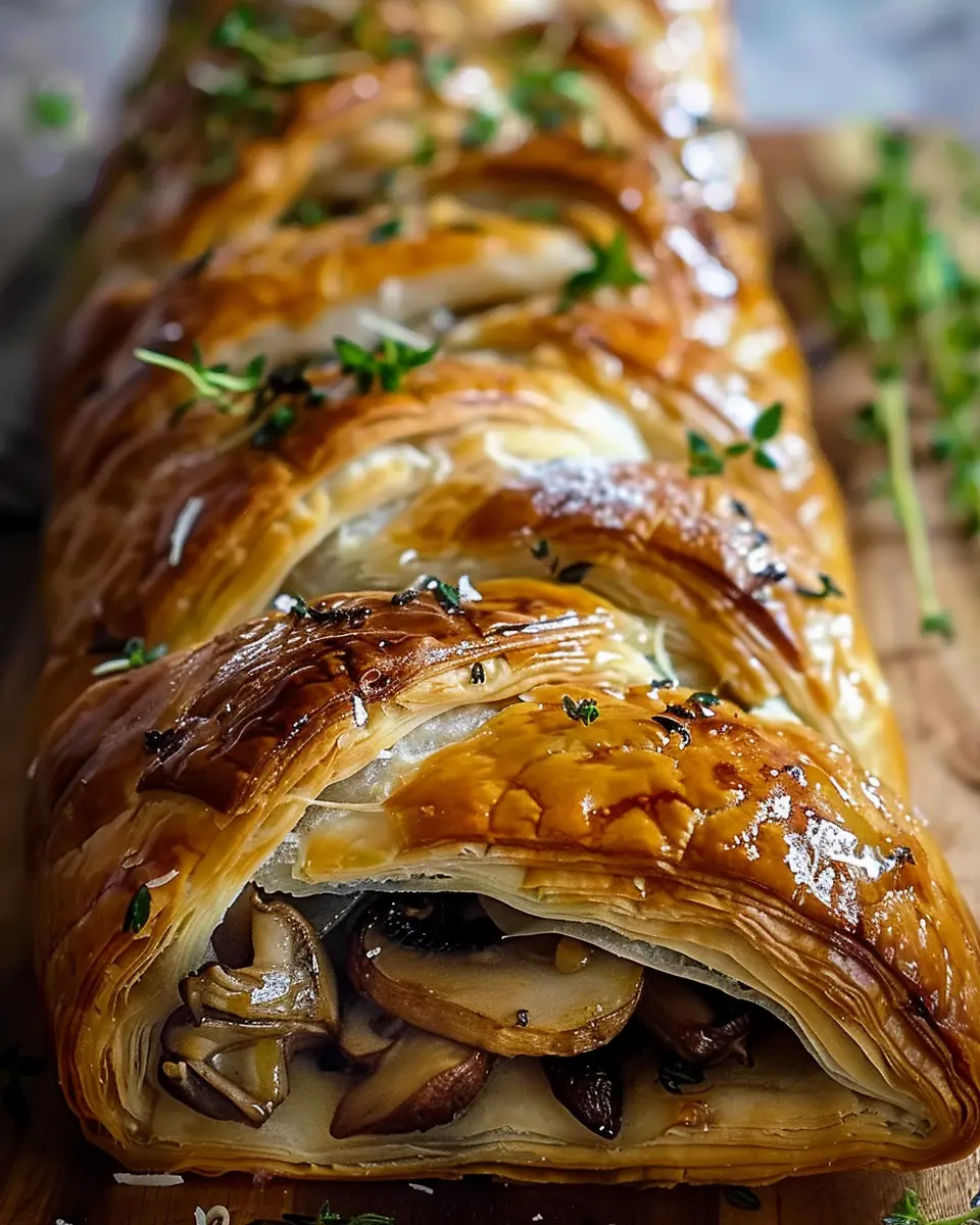 Savory Mushroom &amp; Gruyère Puff Pastry Braid Recipe