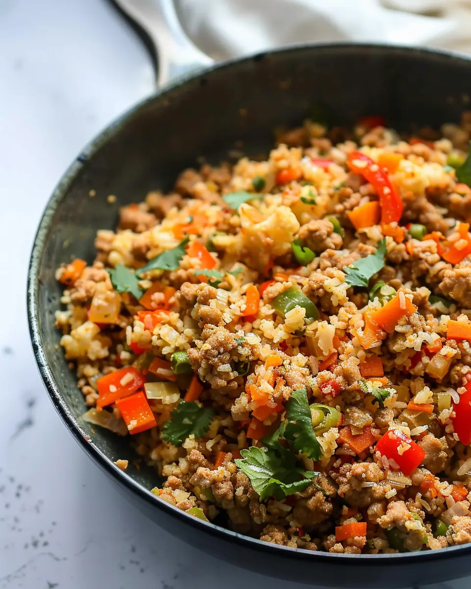 20-Minute Spicy Cauliflower Rice with Ground Turkey to Delight