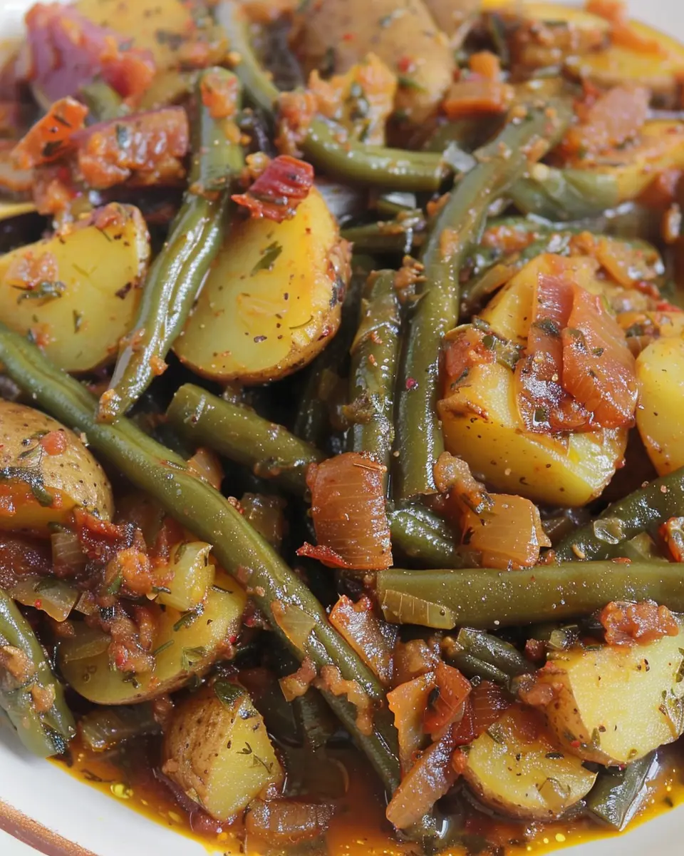Smothered Green Beans and Potatoes-Cajun Style