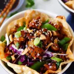 Teriyaki Chicken Wonton Taco Bowls