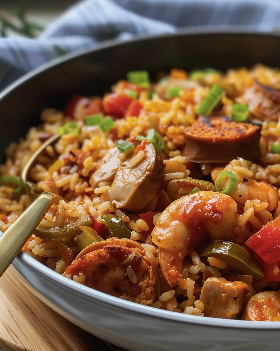 One Pot Jambalaya: Easy Recipe with Turkey Bacon and Chicken Ham