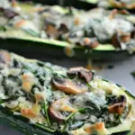 Spinach, Mushroom and Ricotta Stuffed Zucchini Boats