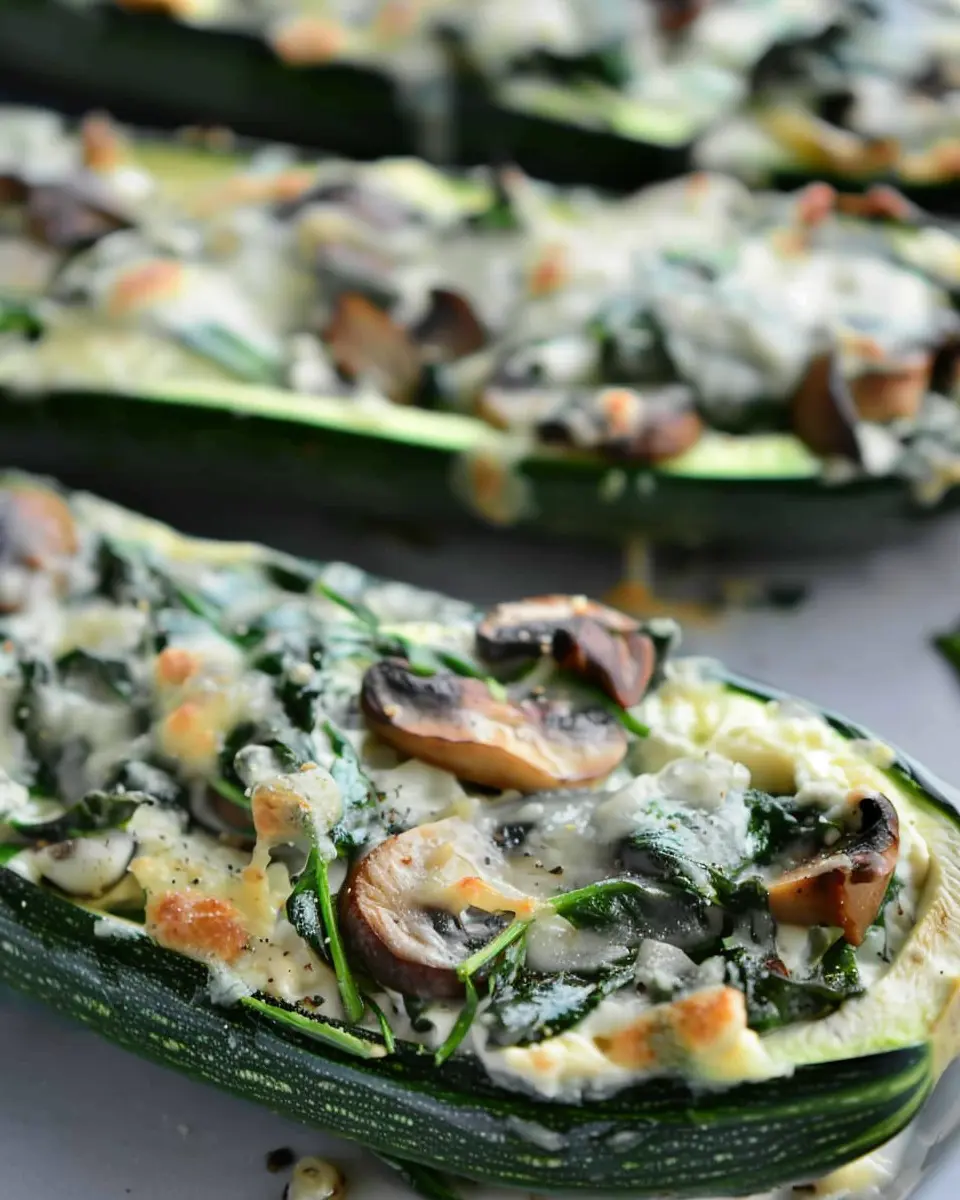 Spinach, Mushroom and Ricotta Stuffed Zucchini Boats Made Easy