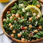 Kale Quinoa and Chickpea Salad with Lemon Vinaigrette