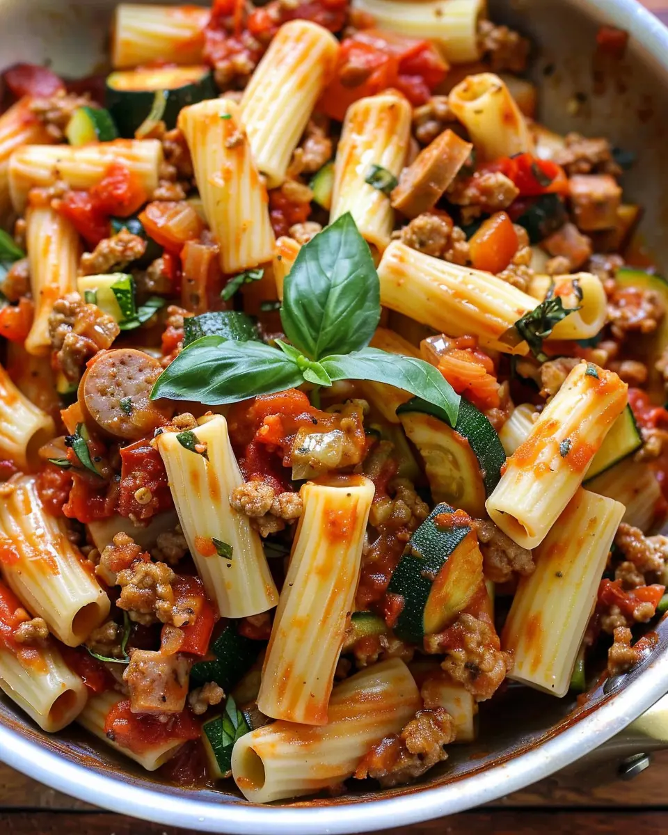 Rigatoni with Sausage: Easy Summer Dish with Tomatoes and Zucchini
