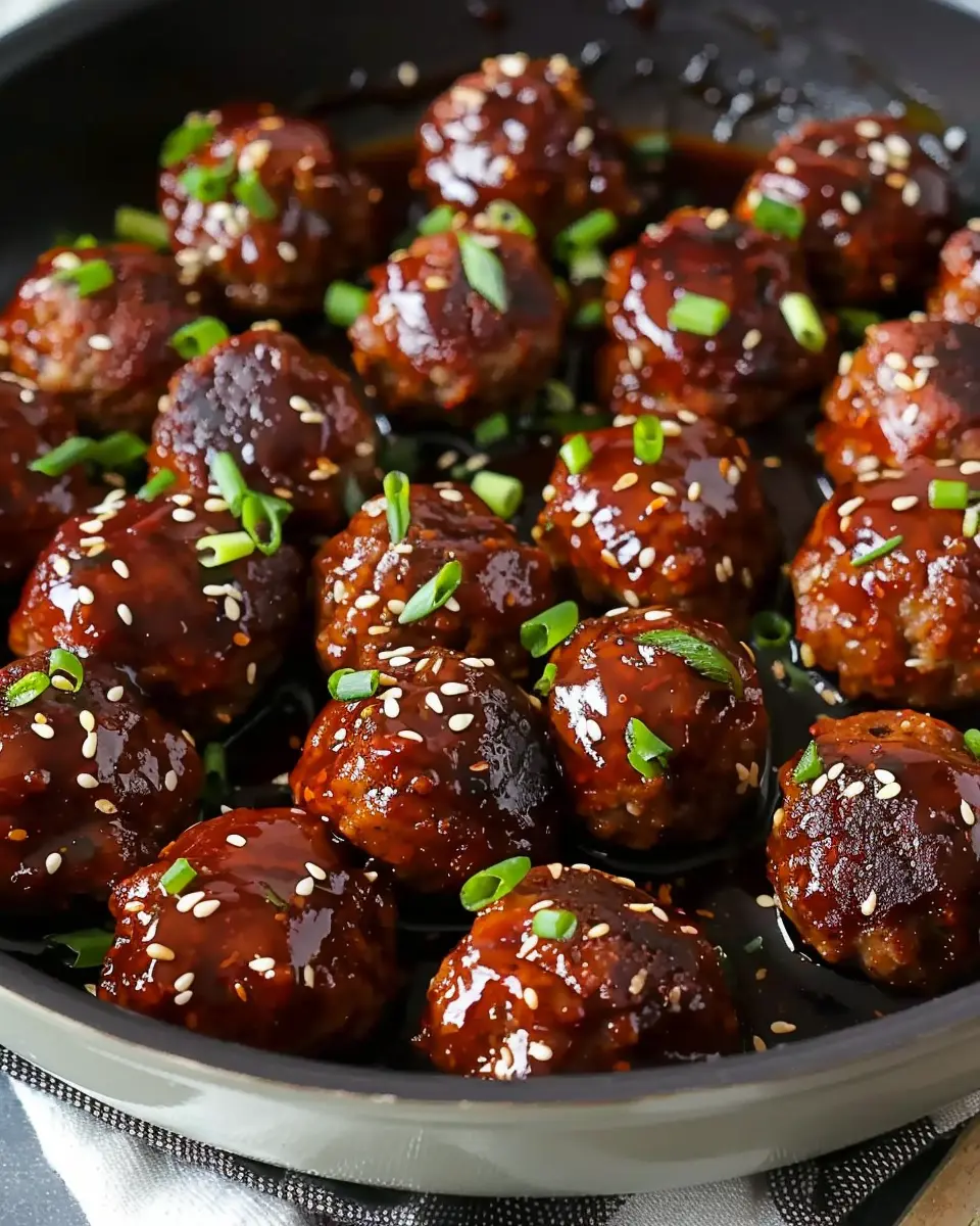 Sticky Korean BBQ Meatballs with Gochujang Glaze