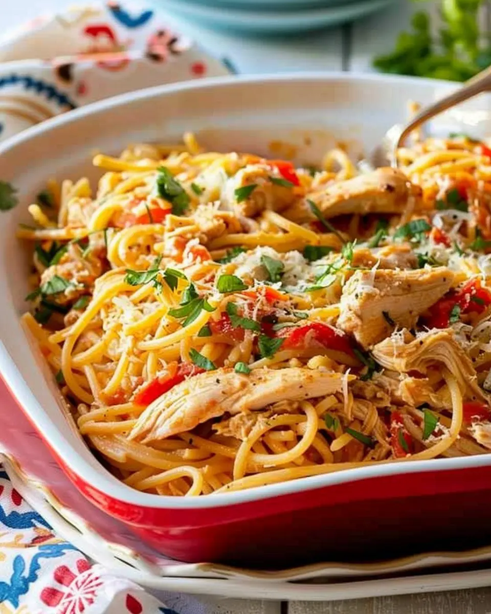 Chicken Spaghetti Bliss: Easy Recipe with Turkey Bacon and Chicken Ham